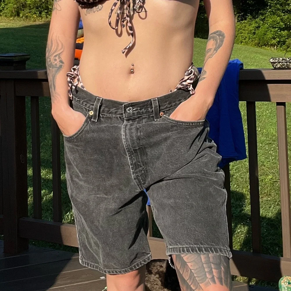 Gray Denim Shorts - Picture 4 of 4